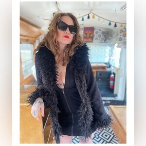 Faux Fur Trim Corduroy Coat